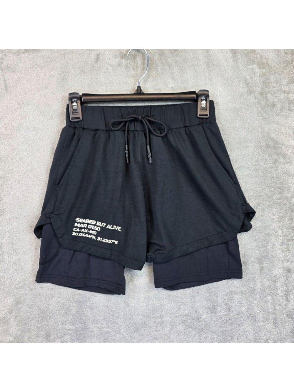 Scared But Alive Shorts Mens Small Black 7 Inch Running Athletic Lined Pockets